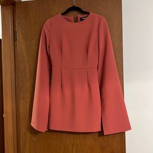 formal cape dress - burnt orange